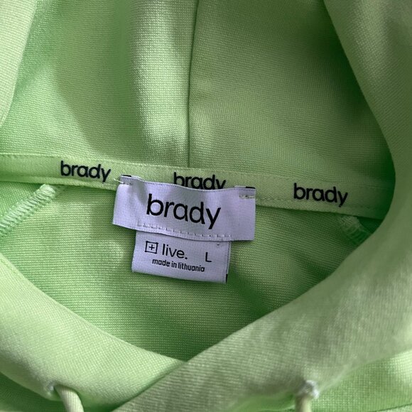 Brady Mens Neon Green Kangaroo Pockets Drawstring Pullover Hoodie Size Large - Picture 7 of 9